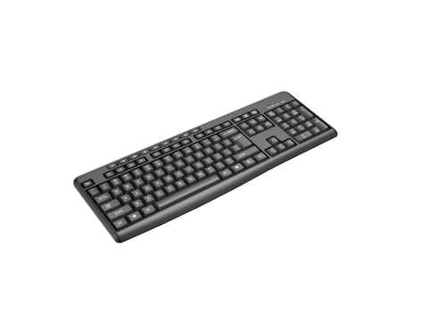 Tastatură wireless 2.4G SRXK-SKB706W, Tastatură: cu rând independent de taste multimedia, Mod Wireless: 2.4G, Număr taste: 104 + 9 taste rapide, Material: ABS, Culoare: Negru, Chipset: Huntersun, Tip interfață: USB,  Dimensiune: 442*152*25mm , 440g, Baterie: 1*AAA (nu este inclusă) [2]