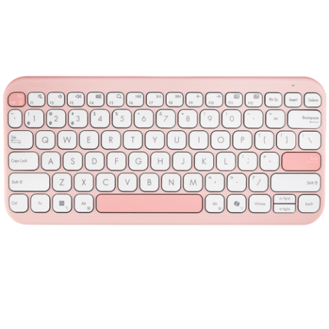 PC, Periferice & Software - Tastatură wireless ASUS Marshmallow KW100, Bluetooth 5.0, multi-device (3 dispozitive), scissor keys cursă 1,6 mm, 2 niveluri kickstand, 2×AAA autonomie până la ~24 luni, dimensiuni 282×130×18,4 mm, greutate 374,8 g, compatibilă Windows, ChromeOS, macOS, iOS, iPadOS