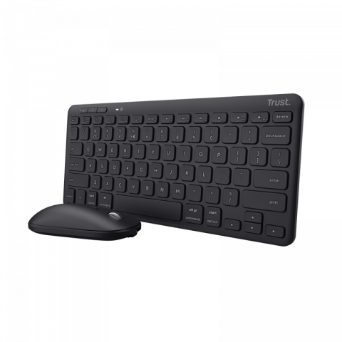 Trust Kit Wireless keyboard+mouse Lyra, mouse optic, rezolutie maxima 1200 DPI, conectivitate wireless, intefata USB-C, USB-A, negru [2]