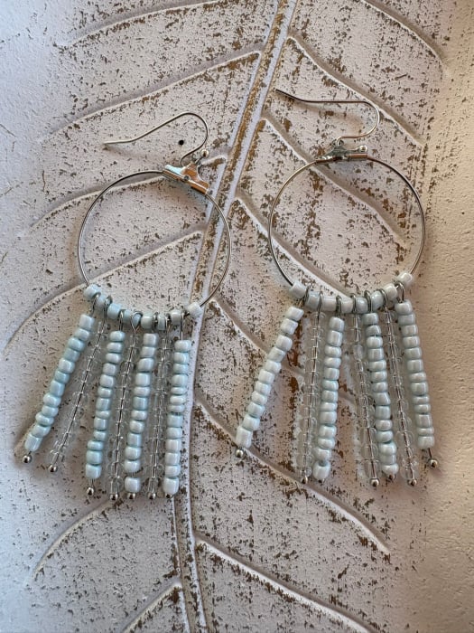 Cercei rotunzi cu mărgele albastru stil boho chic [2]