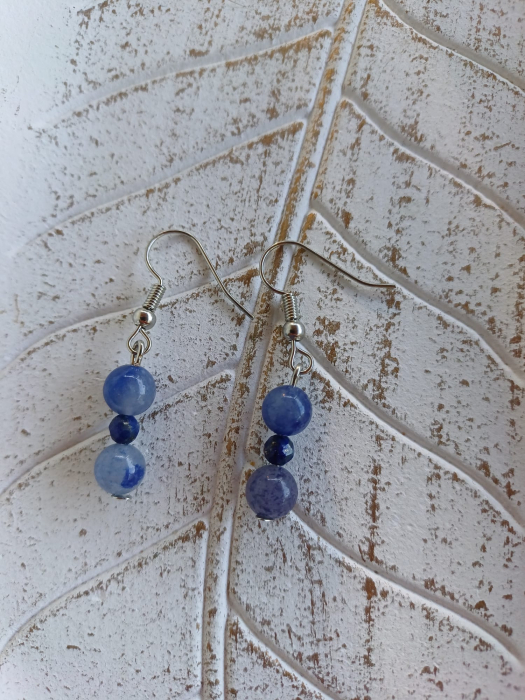 Cercei agat albastru și lapis lazuli – bijuterii handmade cu pietre naturale [1]