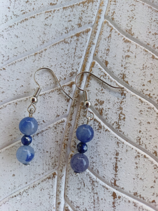 Cercei agat albastru și lapis lazuli – bijuterii handmade cu pietre naturale [3]