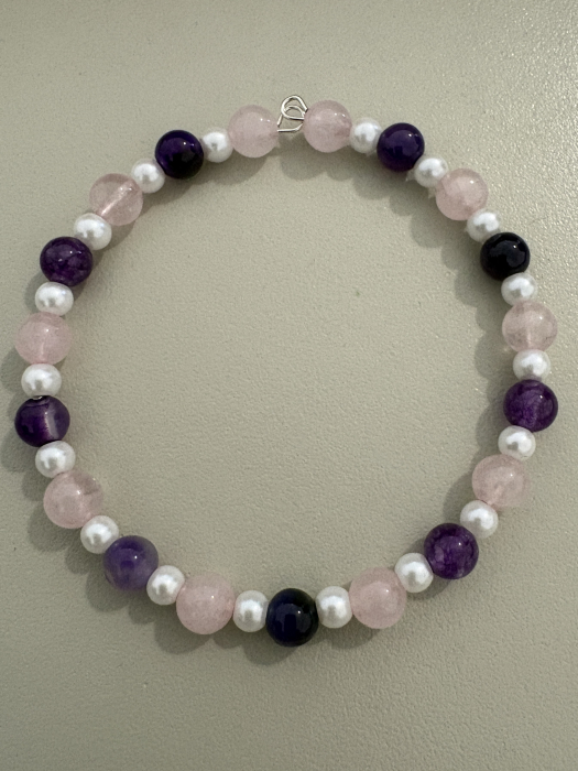 Brățară cerc cuarț roz ametist perle [4]