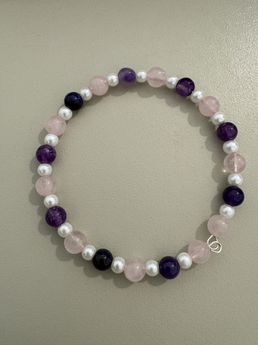 Brățară cerc cuarț roz ametist perle [3]