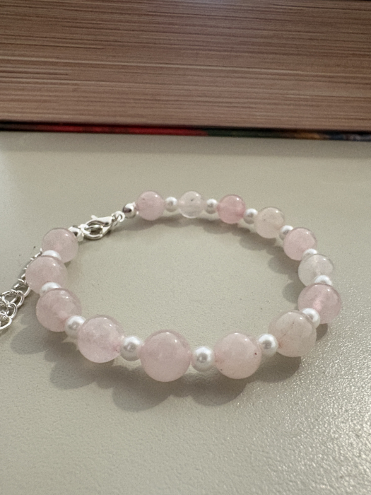 Brățară cerc cuarț roz perle [2]