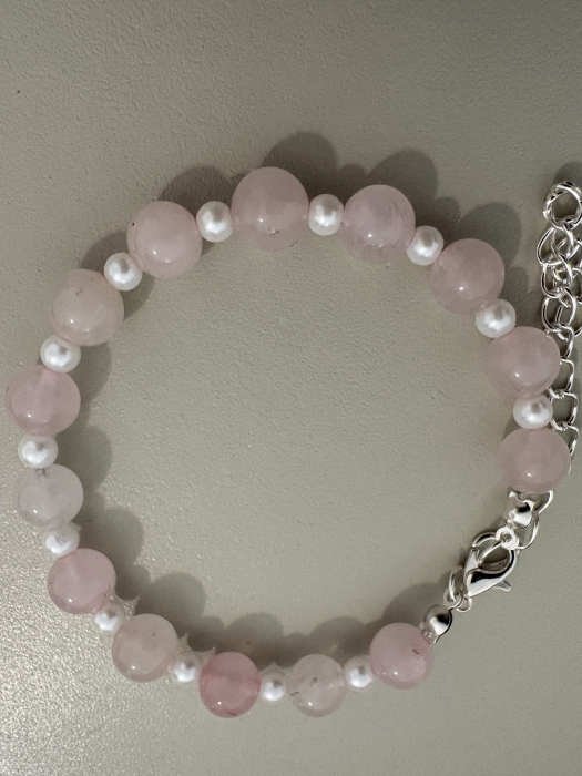 Brățară cerc cuarț roz perle [3]