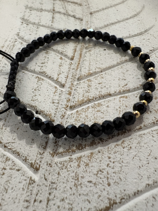 Brățară cristale negre cu argint placat cu aur – bijuterie handmade [2]