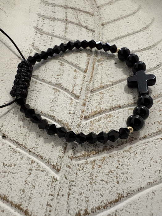 Brățară cruce neagră cu onix și cristale negre [2]