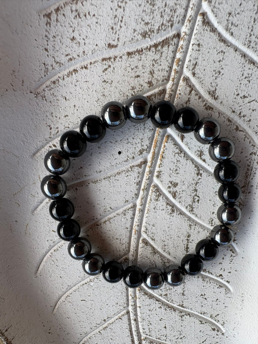 Brățară Hematit & Onix Lucios – Protecție, Împământare [3]