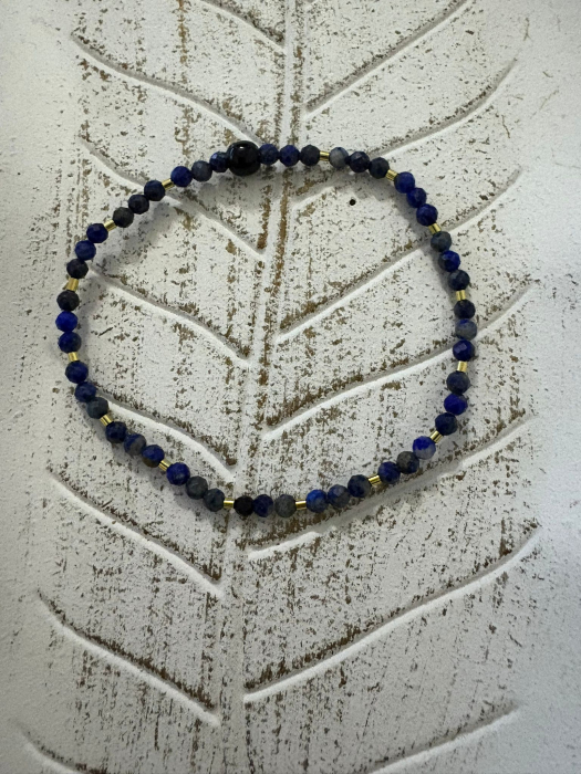 Brățară Lapis Lazuli cu tuburi Argint 925  – Delicată & Elegantă [6]