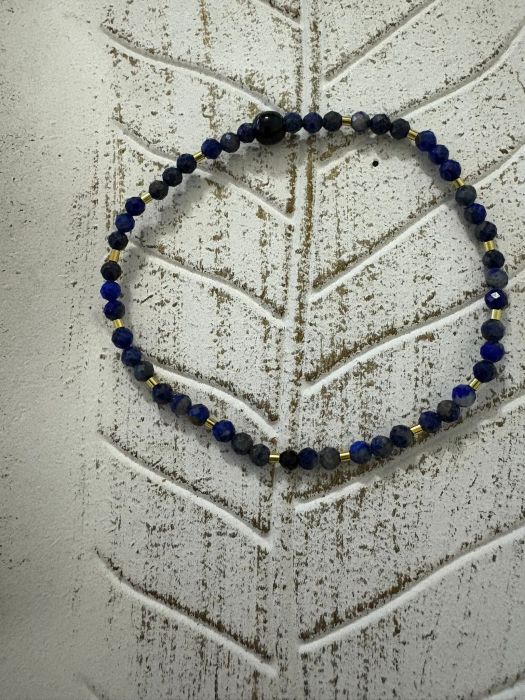 Brățară Lapis Lazuli cu tuburi Argint 925  – Delicată & Elegantă [5]