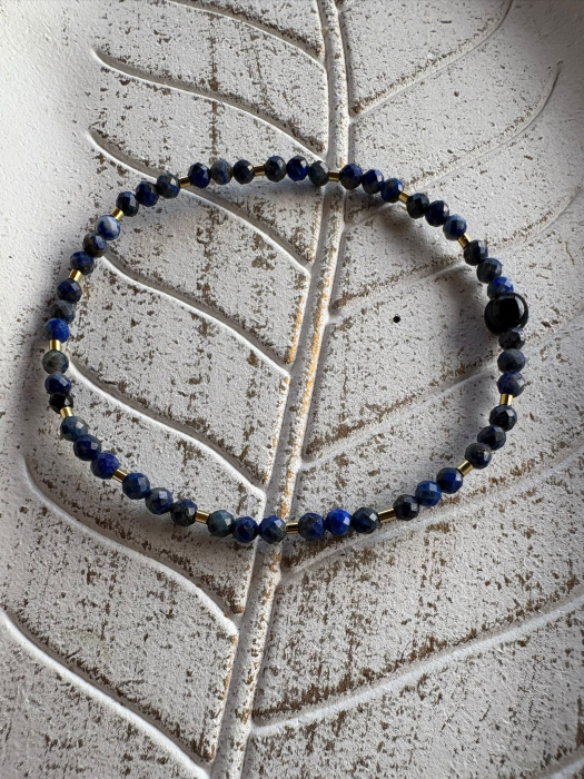 Brățară Lapis Lazuli cu tuburi Argint 925  – Delicată & Elegantă [2]