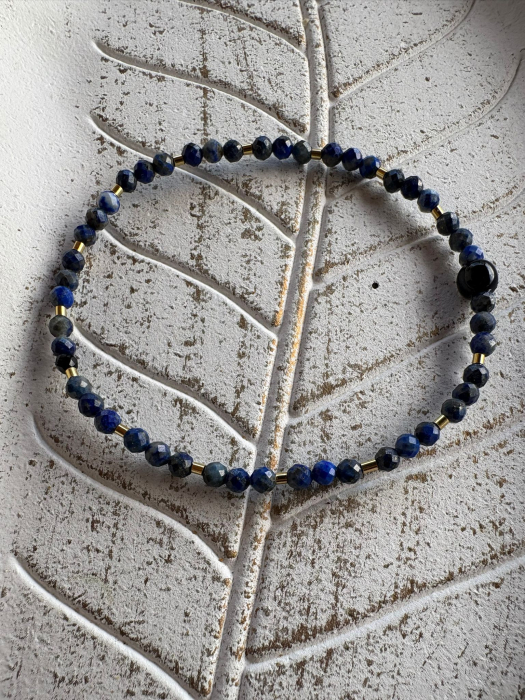Brățară Lapis Lazuli cu tuburi Argint 925  – Delicată & Elegantă [1]