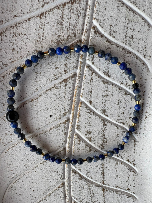 Brățară Lapis Lazuli cu tuburi Argint 925  – Delicată & Elegantă [3]