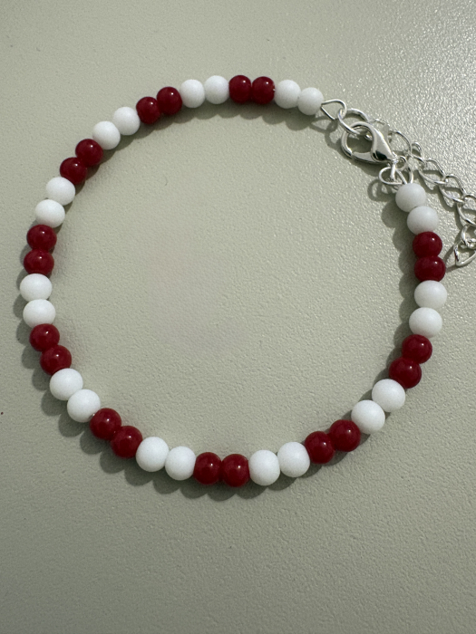 Brățară Mărțișor – Onix Alb și Coral 4mm [2]