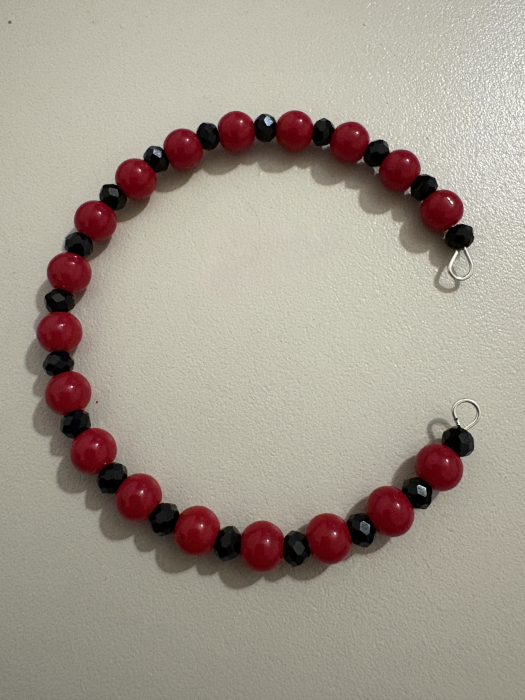 Brățară Mărțișor – Coral și Cristale Negre 6mm [3]