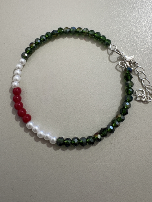 Brățară Mărțișor – Onix Alb, Coral și Cristale Verzi [2]