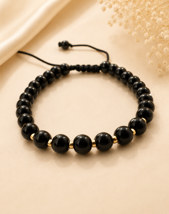 Brățară Onix 4mm și argint 925 placat cu aur – protecție și echilibru [3]