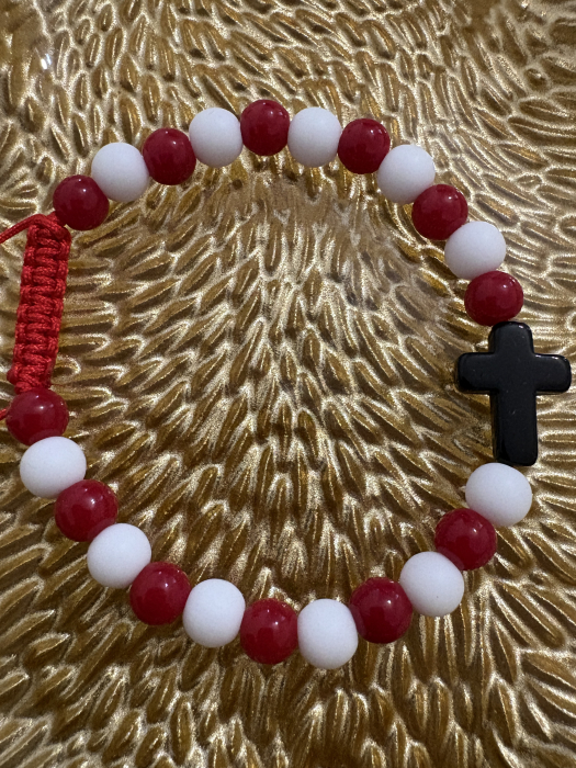 Brățară coral onix alb cruce [4]