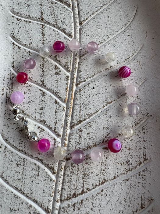 Brățară Plutitoare cu Agat Roz, Citrin, Jad Mov & Cuart Roz – Energie Feminină, Argint 925 [4]