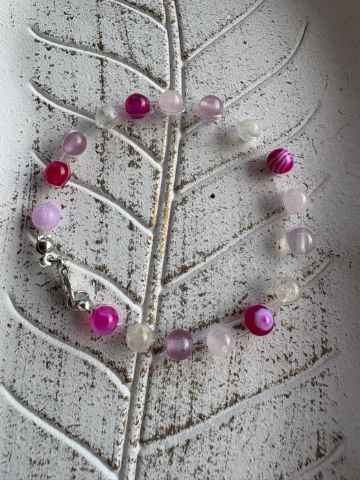 Brățară Plutitoare cu Agat Roz, Citrin, Jad Mov & Cuart Roz – Energie Feminină, Argint 925 [1]