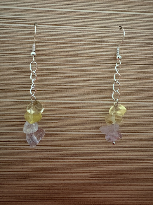 Cercei handmade cu lanț și pietre naturale de ametist și citrin, creați pentru prosperitate, claritate și echilibru energetic. Bijuterie feminină cu vibrație pozitivă. [2]