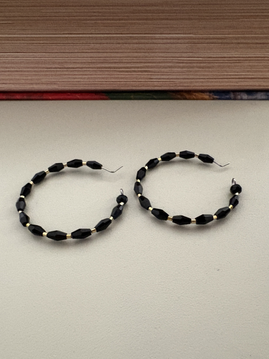 Cercei cerc cristale negre argint placat aur [8]