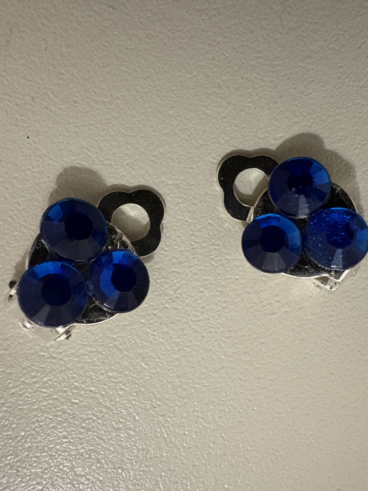 Cercei clips cristale albastre [3]