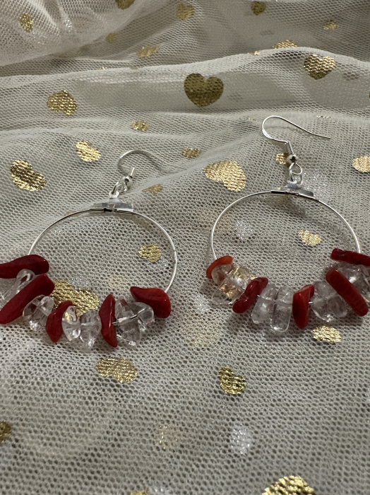 Cercei cerc coral și cuart alb – claritate și protecție [2]