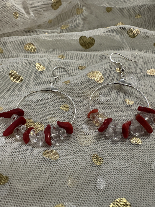 Cercei cerc coral și cuart alb – claritate și protecție [5]