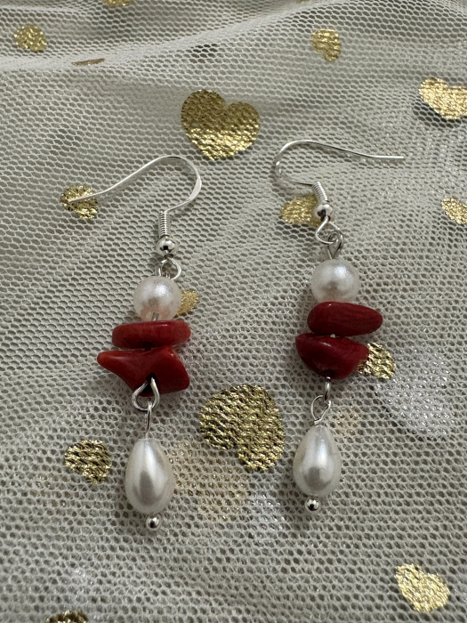 Cercei coral și perle – eleganță și armonie [2]