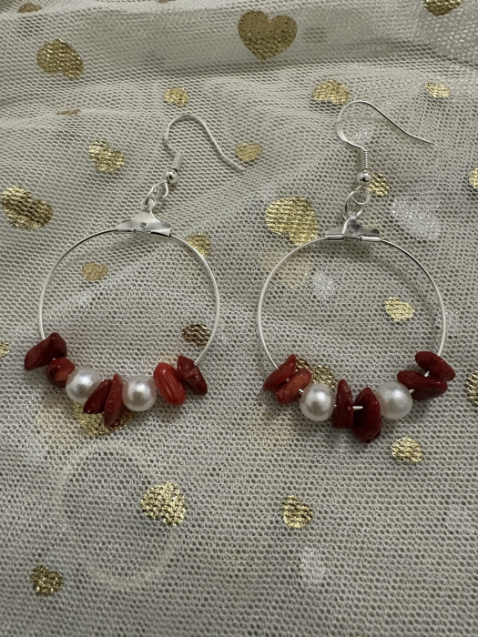 Cercei cerc coral și perle – simbol al iubirii [2]