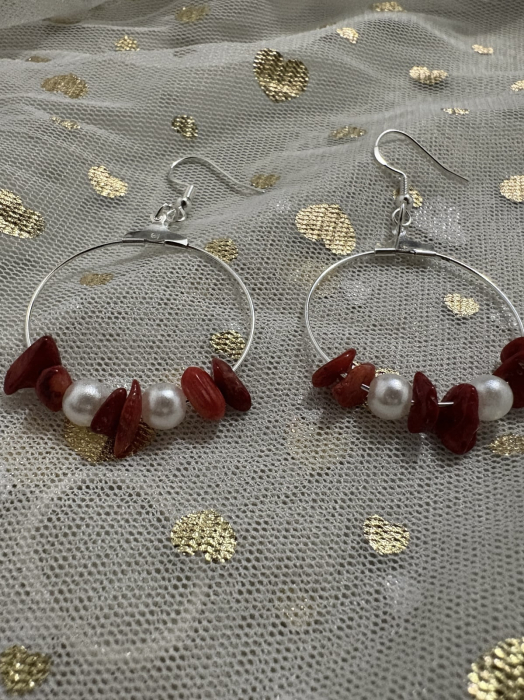 Cercei cerc coral și perle – simbol al iubirii [3]