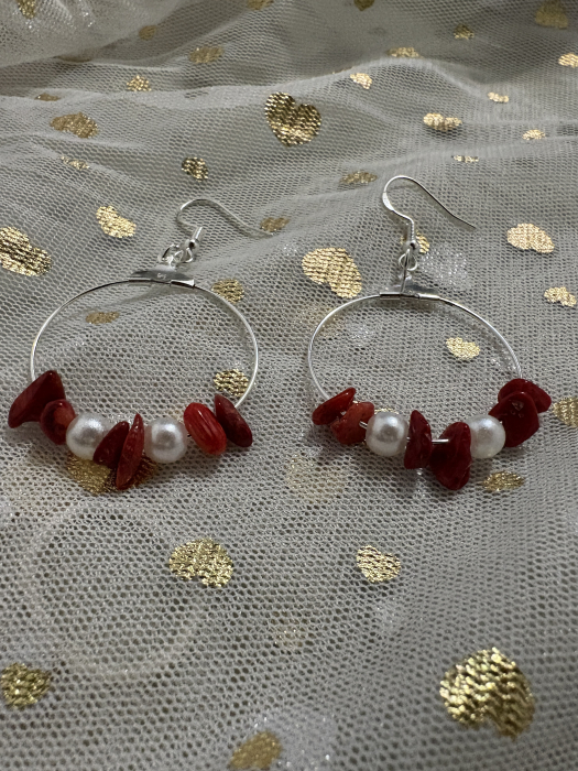 Cercei cerc coral și perle – simbol al iubirii [4]