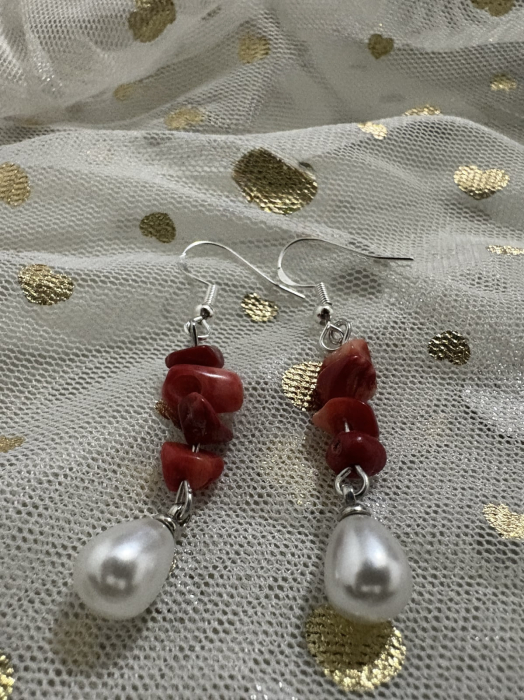 Cercei coral și perle – eleganță naturală [4]