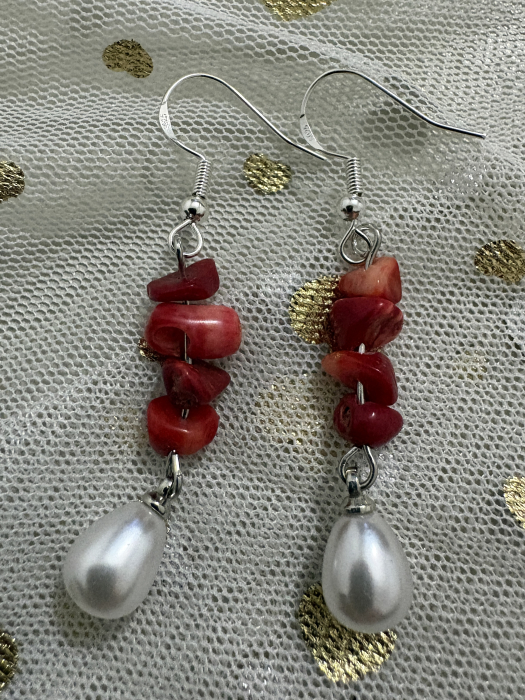 Cercei coral și perle – eleganță naturală [4]