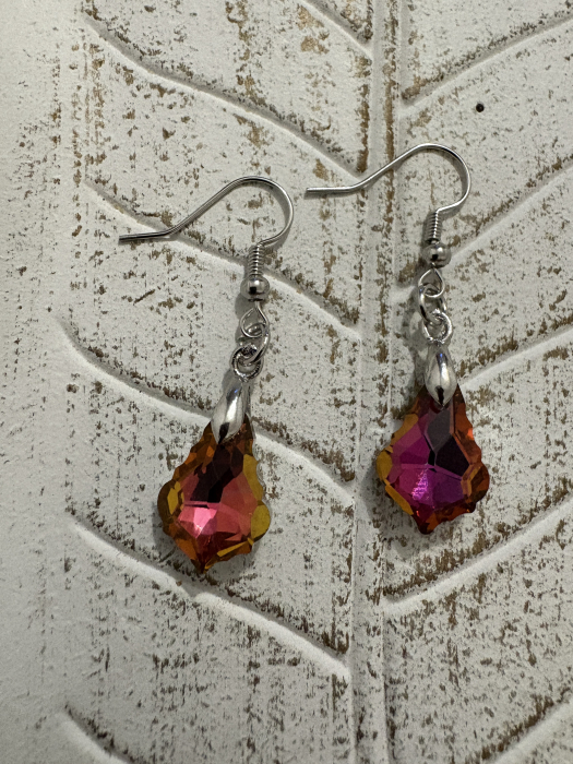 Cercei cristal fucsia handmade [2]