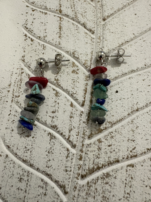 Cercei lapis lazuli turcoaz aventurin coral handmade [2]