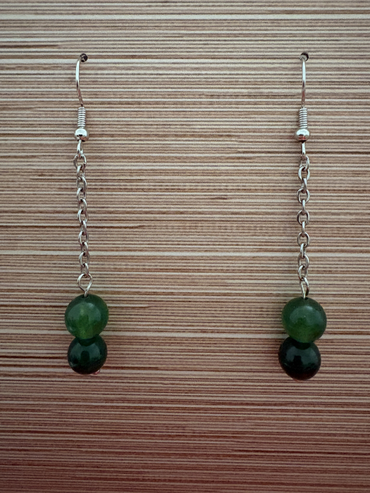 Cercei handmade cu lanț și pietre naturale de jad verde, creați pentru armonie, protecție și bunăstare. Bijuterie feminină cu vibrație calmă și pozitivă. [2]