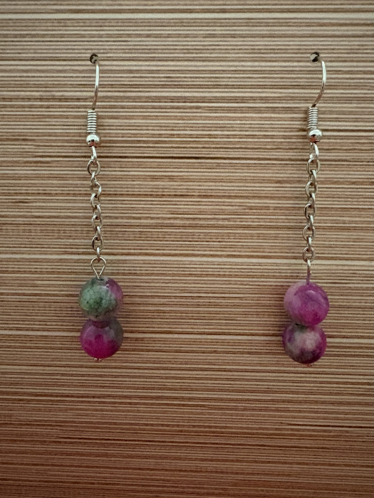 Cercei handmade cu lanț și pietre naturale de rubin în zoisit, creați pentru vitalitate, curaj și armonie emoțională. Bijuterie feminină cu energie puternică. [3]