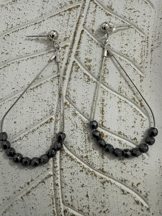 Cercei Hematit Fațetat (4 mm) – Cm178 – eleganță metalică. [3]