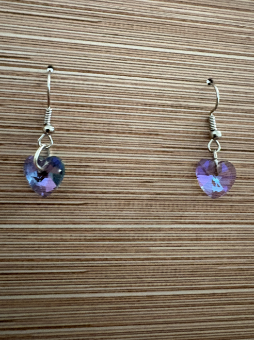 cercei cristale cercei magici, cercei mov dama, cercei eleganti handmade, cercei cu inimă, bijuterii cercei magici [2]