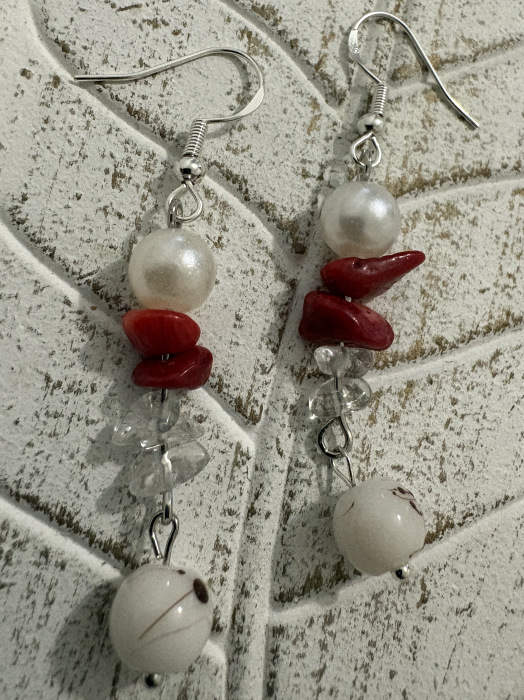 Cercei Jasp, Cuart Alb și Coral – bijuterii handmade de protecție și renaștere [3]