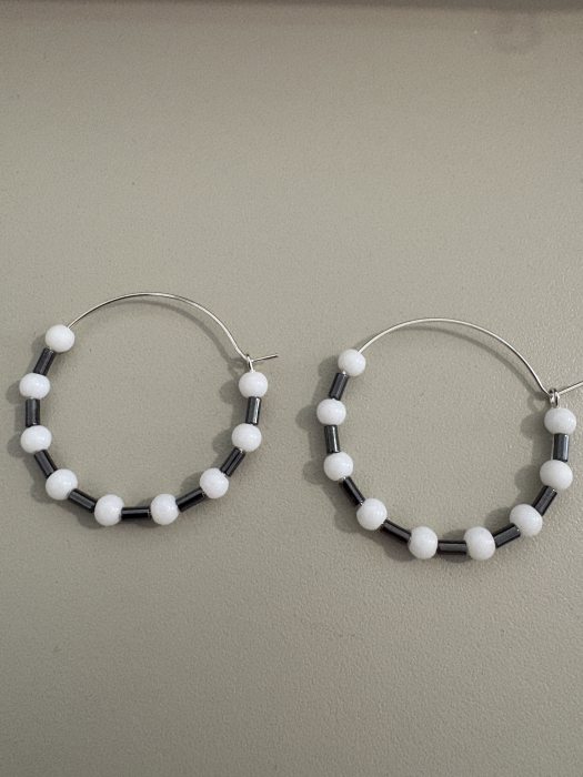 cercei onix alb hematit hoops [2]
