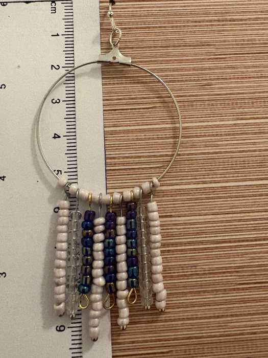 Cercei rotunzi cu mărgele mov și  albastru stil boho chic [3]