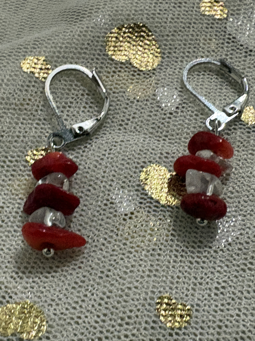 Cercei Mărțișor coral și cuart alb – puritate și protecție [3]