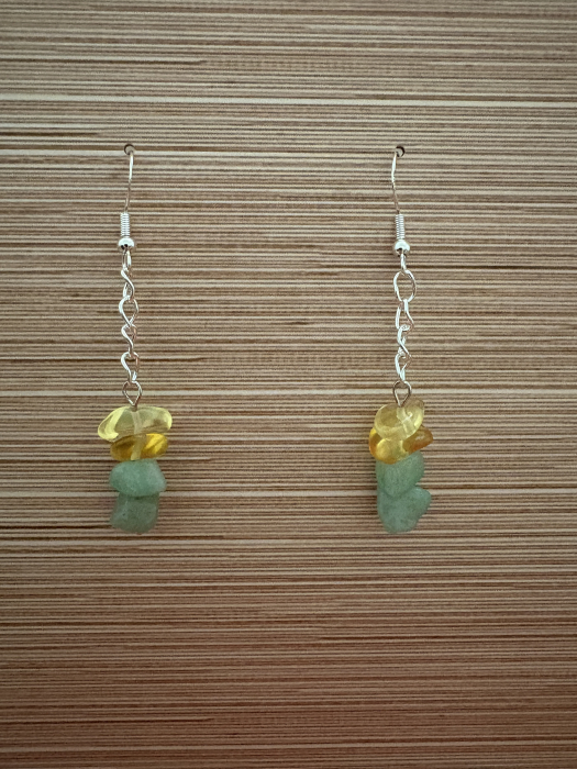 Cercei handmade cu lanț și pietre naturale de aventurin și citrin, creați pentru noroc, prosperitate și echilibru energetic. Bijuterie feminină cu vibrație pozitivă. [2]