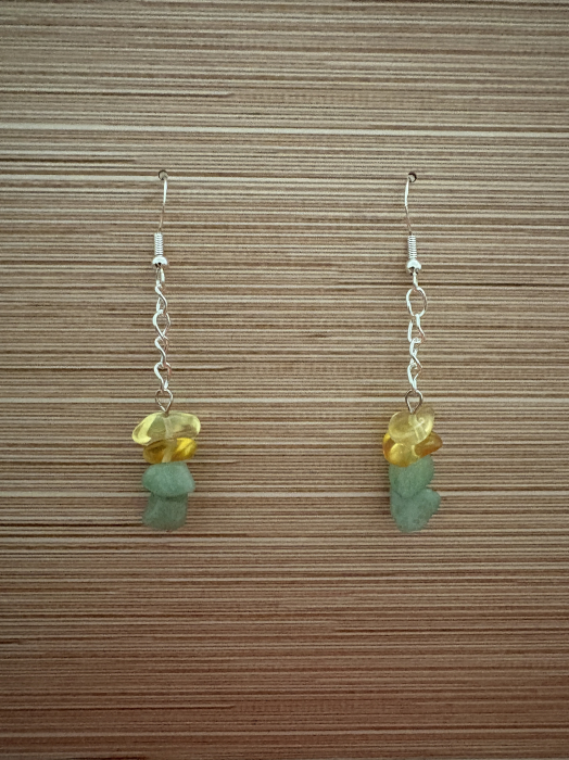 Cercei handmade cu lanț și pietre naturale de aventurin și citrin, creați pentru noroc, prosperitate și echilibru energetic. Bijuterie feminină cu vibrație pozitivă. [3]