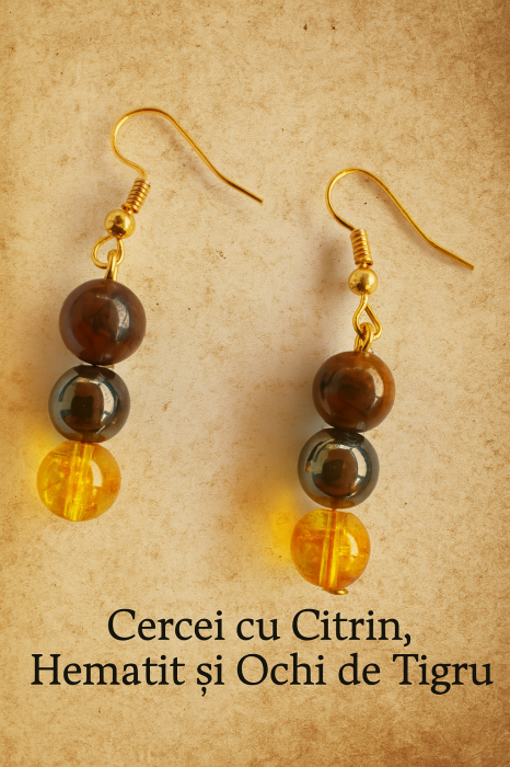 Cercei magici ochi de tigru citrin si hematit [2]