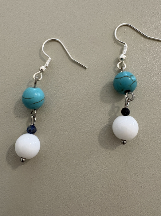 Cercei onix alb lapis turcoaz [3]